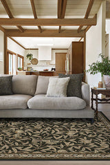 Bird & Pomegranate Soft Black Flatwoven Rug by Morris & Co.