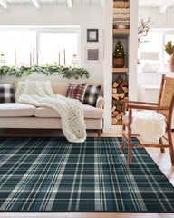 Dress Stewart Tartan Navy Flatwoven Rug