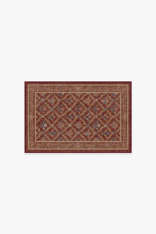 Bellflowers Amber Red Flatwoven Rug by Morris & Co.