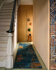 Sgraffito Royal Blue Flatwoven Rug by Malene Barnett