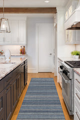 Multi Stripe Blue Flatwoven Rug
