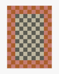 Checker Border Pink & Orange Rug by Jonathan Adler