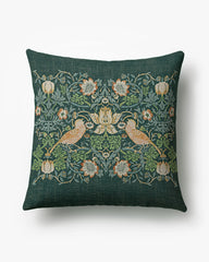 Strawberry Thief Slate Blue Woven Throw Pillow by Morris & Co.
