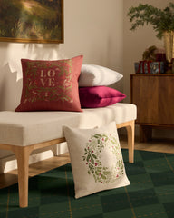 Holly Wreath Ivory Woven Throw Pillow