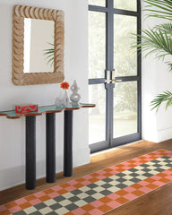 Checker Border Pink & Orange Flatwoven Rug by Jonathan Adler