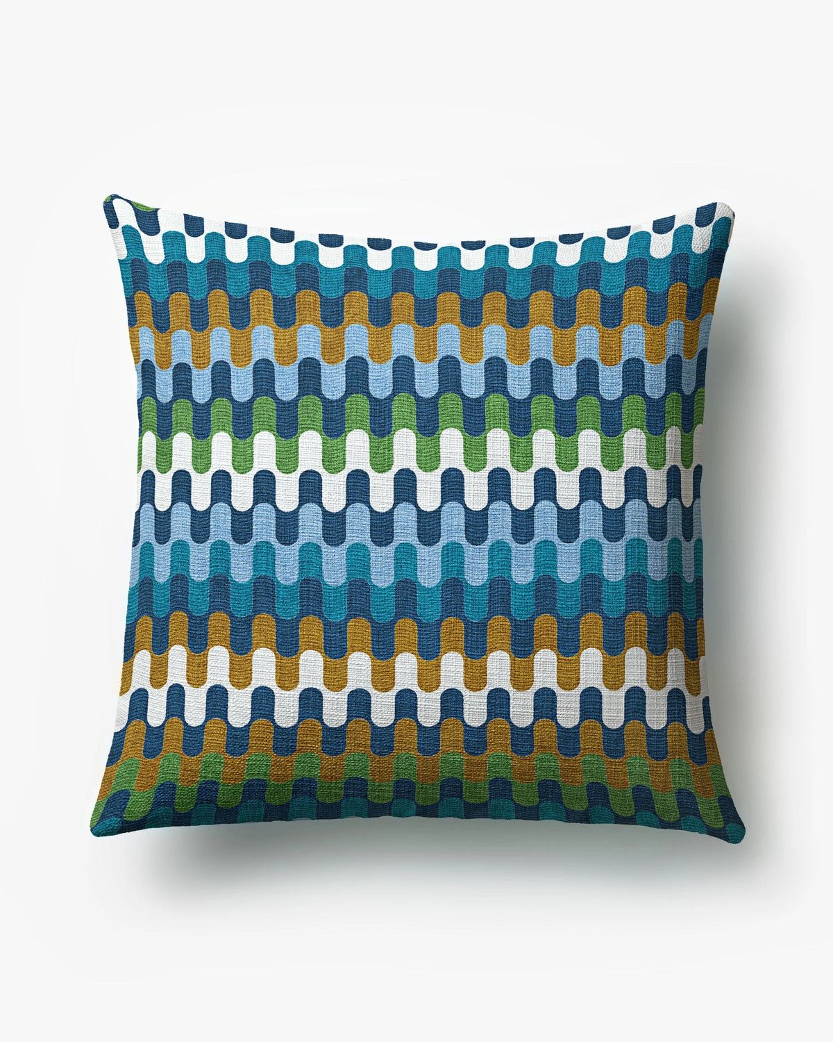Puzzles Blue & Cognac Woven Throw Pillow by Jonathan Adler