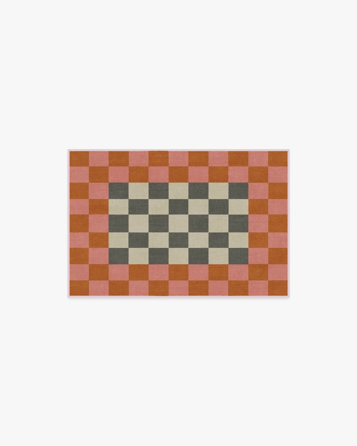 Checker Border Pink & Orange Flatwoven Rug by Jonathan Adler