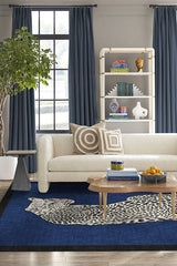 Snow Leopard Sapphire Flatwoven Rug by Jonathan Adler