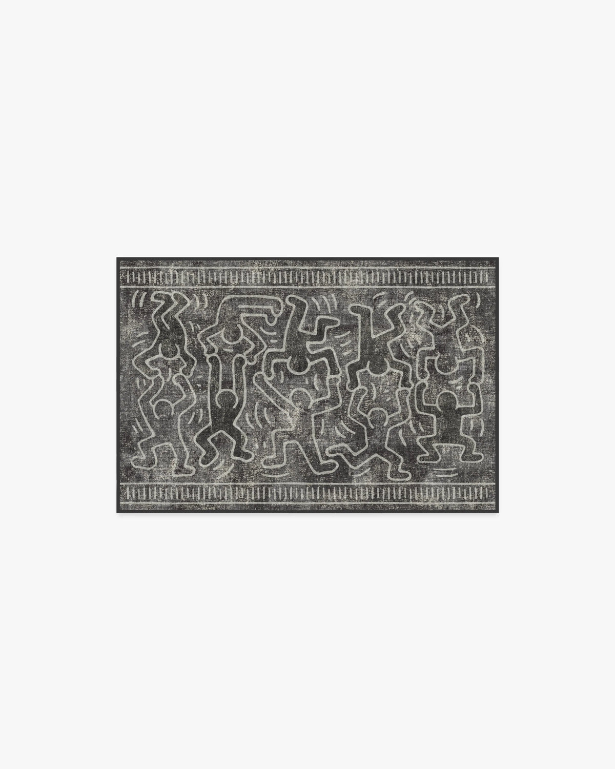 Balancing Act Black Rug by Keith Haring