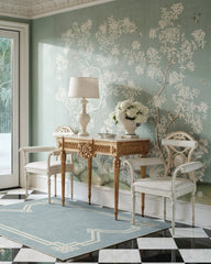 Chrysler Border Chambray Blue Flatwoven Rug by The Hiltons