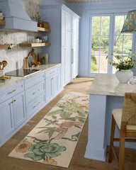 Bamboo & Bird Blush & Jade Flatwoven Rug by Sanderson