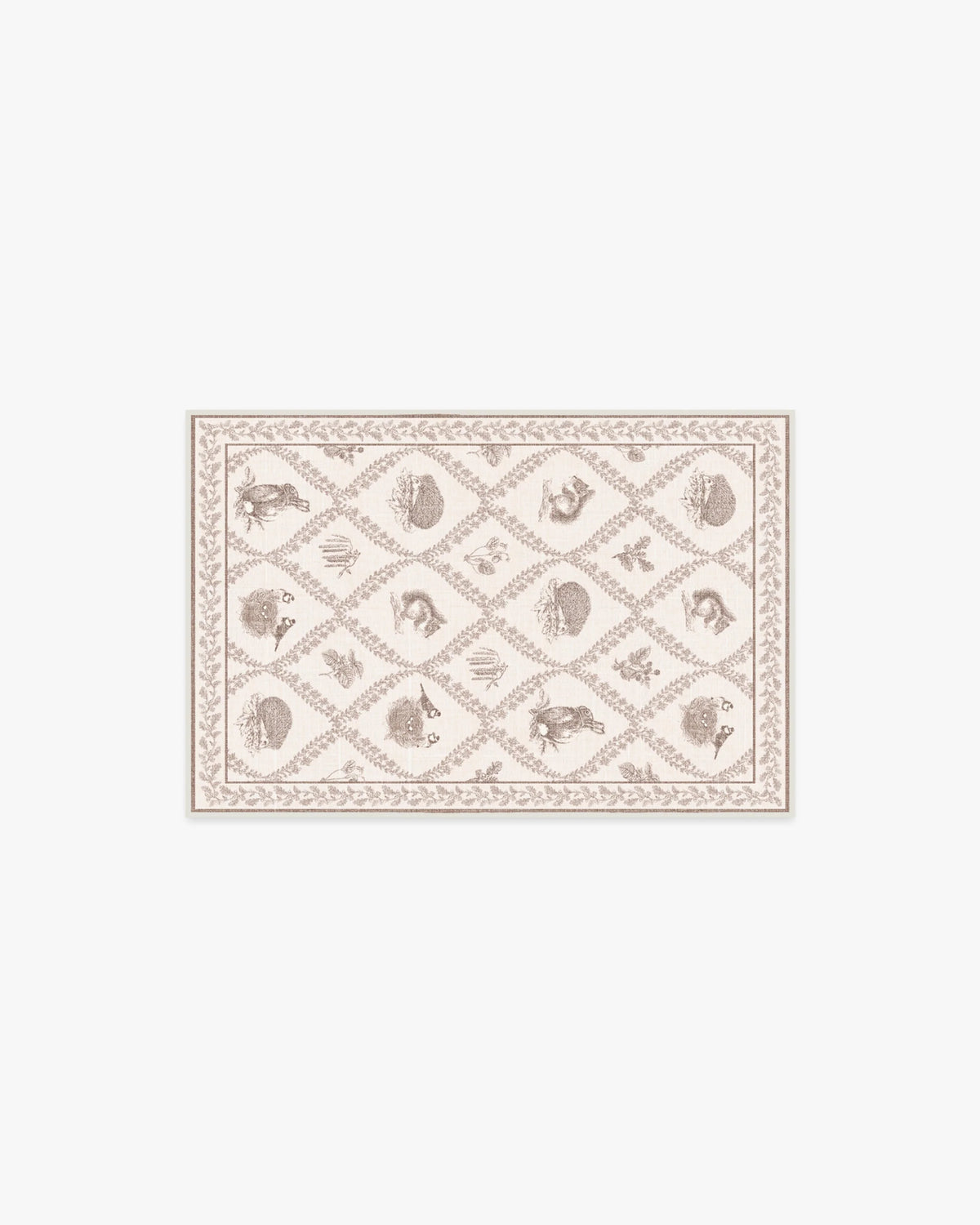 Squirrel & Hedgehog Fawn Flatwoven Rug by Sanderson
