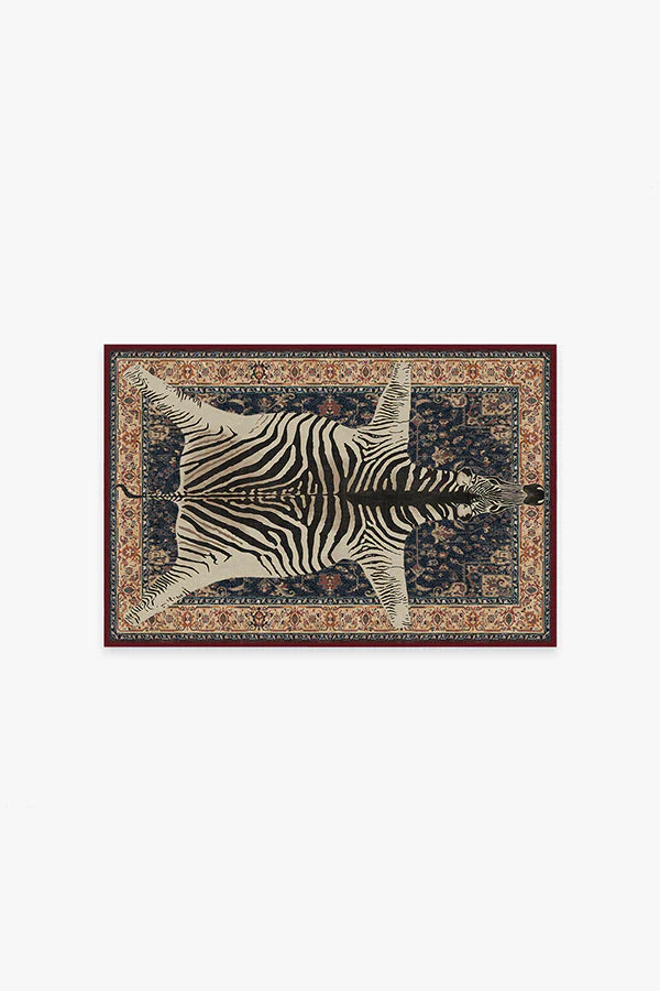 On Safari Sapphire Flatwoven Rug by Iris Apfel