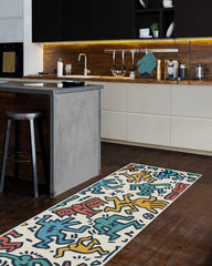 Block Party Multicolor Flatwoven Rug by Keith Haring