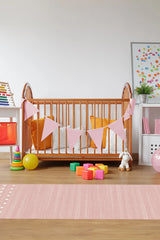 Dot Border Pink Flatwoven Rug