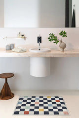 Bain Checkered Multicolor Bath Mat