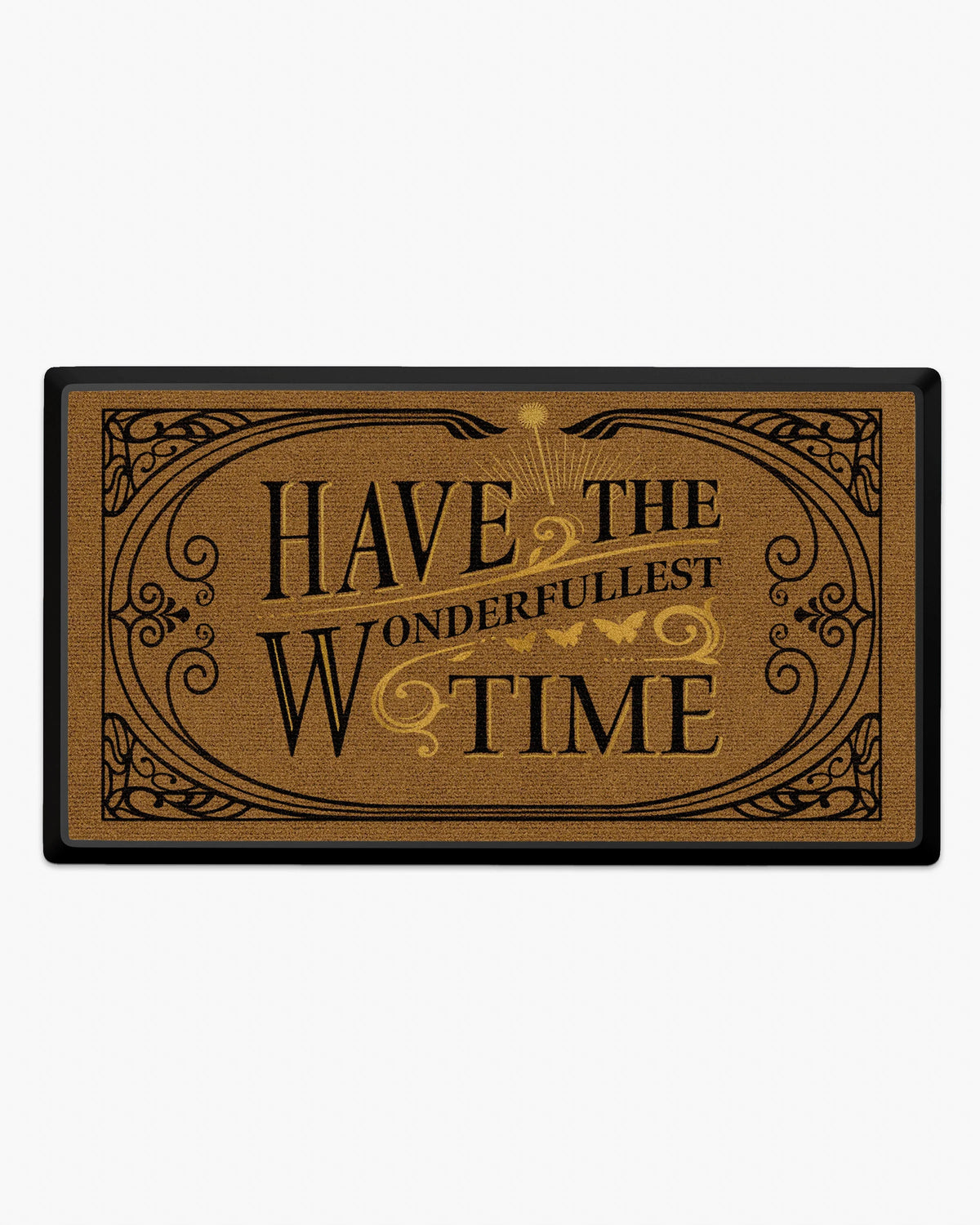 Have the Wonderfullest Time Black & Coir Large Doormat by Wicked