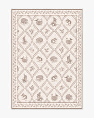 Squirrel & Hedgehog Fawn Flatwoven Rug by Sanderson
