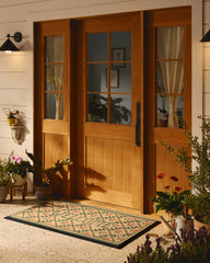 Welcome Trellis Green & Pink Large Doormat by Anthropologie
