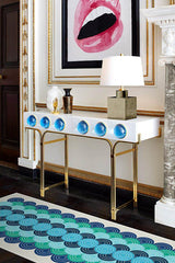 Biba Blue Green Flatwoven Rug by Jonathan Adler