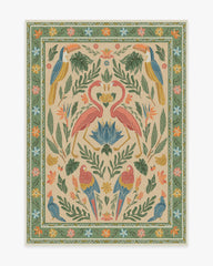 Birds Of A Feather Green & Peach Flatwoven Rug by Iris Apfel