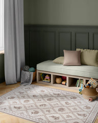 Squirrel & Hedgehog Fawn Flatwoven Rug by Sanderson