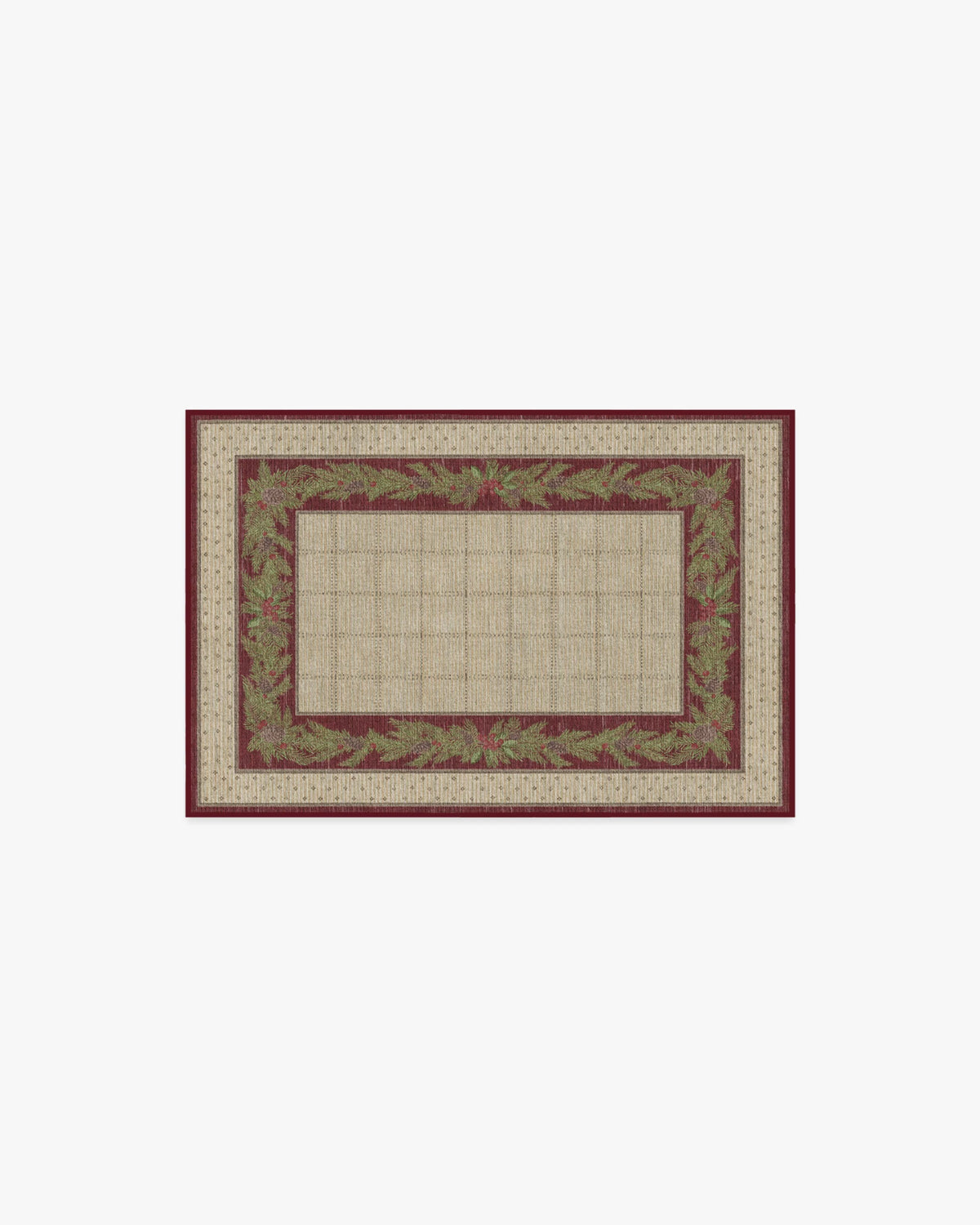 Pine Border Red & Natural Rug