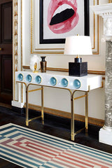 Op Art Teal Flatwoven Rug by Jonathan Adler