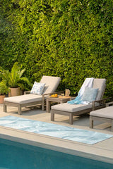 Banana Leaf Soft Blue Outdoor Rug by Gray Malin