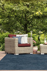 Chunky Solid Blue Outdoor Rug