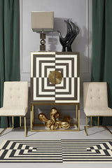 Op Art Charcoal Flatwoven Rug by Jonathan Adler