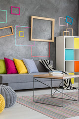 Multi Stripe Polychrome Flatwoven Rug