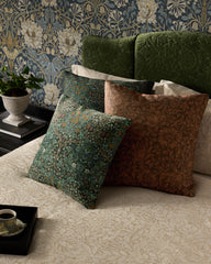 Blackthorn Forest Green Woven Throw Pillow by Morris & Co.