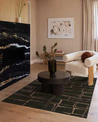 Alsace Soft Black Flatwoven Rug by Nina Takesh