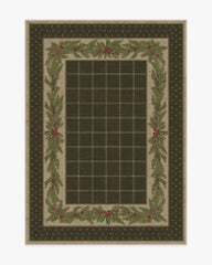 Pine Border Dark Olive Flatwoven Rug