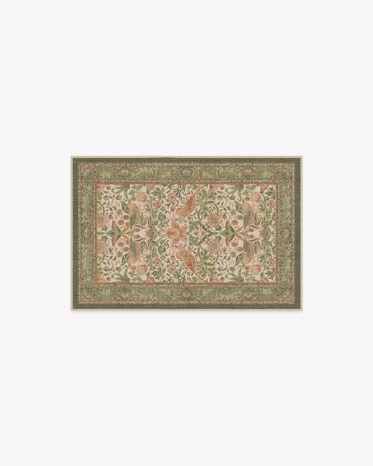 Strawberry Thief Sage & Rose Flatwoven Rug by Morris & Co.