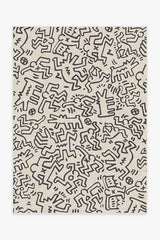 Block Party Black & Ivory Flatwoven Rug by Keith Haring