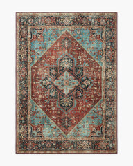 Santiago Crimson & Light Blue Rug