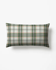Noelle Tartan Eggshell & Green Woven Throw Pillow