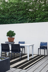 Sailmaker Stripe Black Outdoor Rug
