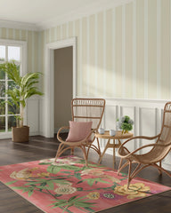 Bamboo & Bird Blossom Pink Flatwoven Rug by Sanderson