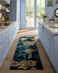 Bamboo & Bird Indigo Flatwoven Rug by Sanderson