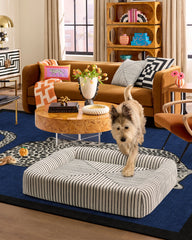 Inkdrop Ivory Woven Bolster Pet Bed by Jonathan Adler