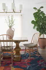 Watercolour Floral Navy Flatwoven Rug