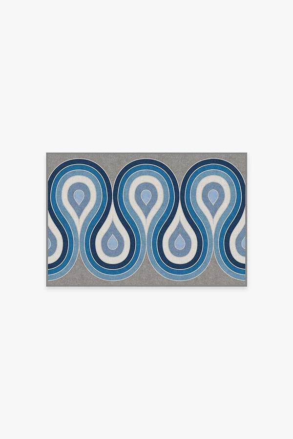 Milano Blue Steel Flatwoven Rug by Jonathan Adler