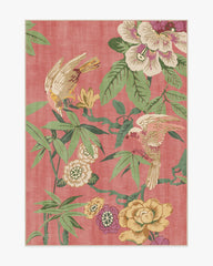 Bamboo & Bird Blossom Pink Flatwoven Rug by Sanderson