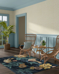 Bamboo & Bird Indigo Flatwoven Rug by Sanderson