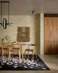 Fluttering Carnations Charcoal & Ivory Flatwoven Rug by The Local Project