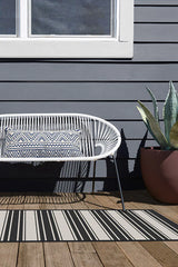Marina Stripe Black Outdoor Rug