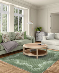 Oxbow Botanical Green Flatwoven Rug by Sanderson